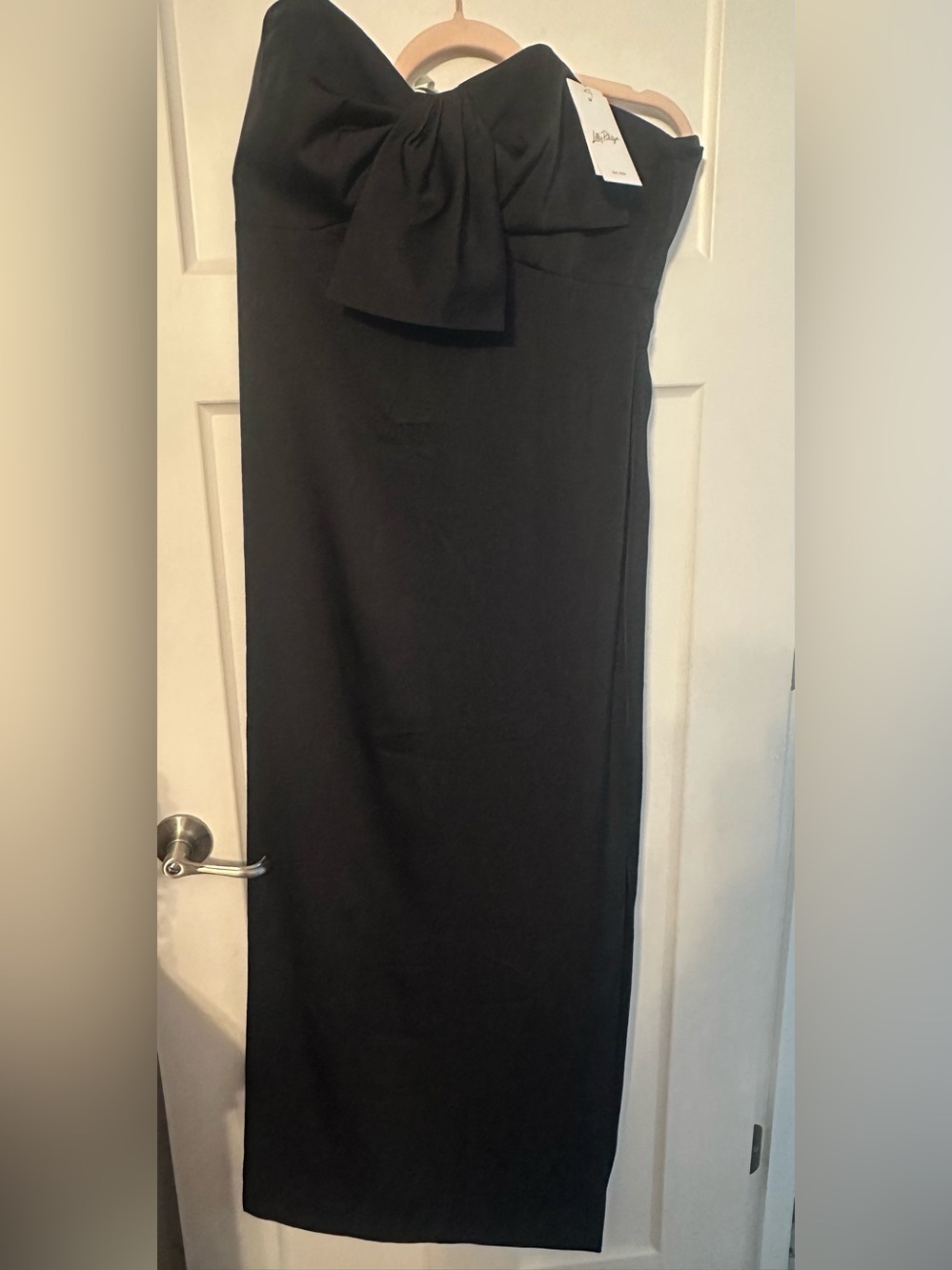 Lilly Pulitzer Carlynn Satin Maxi Bow Dress – Black/Noir – Size 10 – NWT